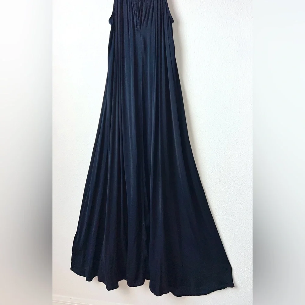 Abercrombie & Fitch Maxi Navy Satin Dress S Navy Spaghetti Strap Sun Dress